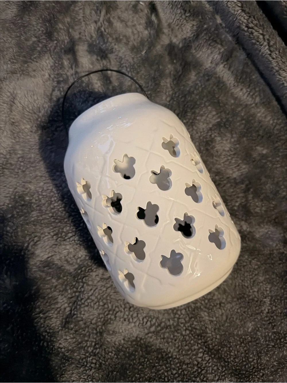 Disney White Ceramic Lantern with Black Handle
